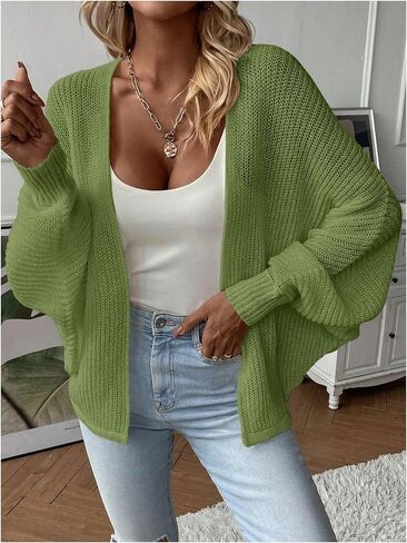 SOLY HUX Women's Open Front Fall Cardigan Sweater Lightweight Knit Oversized Shrug Jacket Outerwear in Saudi Arabia