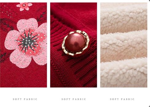 Middle-Aged Elderly Women Cardigans Knitted Sweater Long Sleeve Tops Seniors Ladies Grandma Thick Velvet Top Jacket in Saudi Arabia