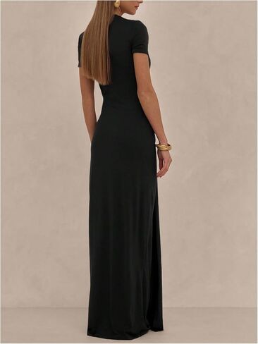 Milumia Women's Ring Tie Knot Bodycon Dress Crew Neck Short Sleeve Maxi Dresses in Saudi Arabia