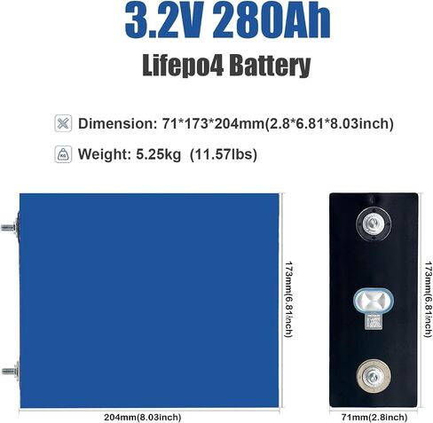 Nojoke 4 Pack 3.2v 280ah LifePo4 Lithium Prismatic Battion Cell ، بطارية فوسفات الحديد الليثيوم A ، 5000 دورة حياة وعمر 10 سنوات ، لنظام تخزين الطاقة الشمسية DIY ، البحرية ، RV in Saudi Arabia