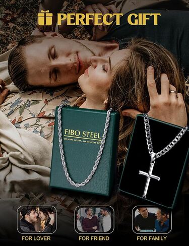 925 Sterling Silver Cross Necklace for Men Women - Stainless Steel Diamond Cut Cuban Link Rope Chain Layered Cross Pendant Necklaces Jewelry 14-30 Inches in Kuwait