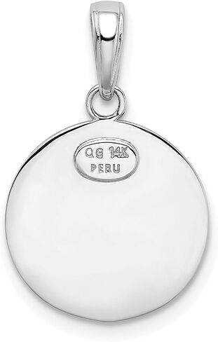 St Christopher Necklace Mens & Womens - 14k White Gold St Christopher Medal Pendant, Solid 'Saint Christopher Protect Us' Inscription, 1.66g, 15mm, Patron of Travelers, Engravable in Saudi Arabia