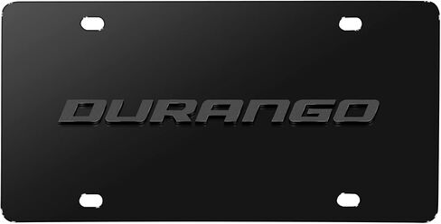ل Dodge Durango 3D شعار رمادي داكن على لوحة ترخيص من الفولاذ المقاوم للصدأ الأسود للزخرفة in Saudi Arabia