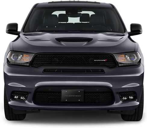 ل Dodge Durango 3D شعار رمادي داكن على لوحة ترخيص من الفولاذ المقاوم للصدأ الأسود للزخرفة in Saudi Arabia