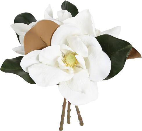 White Silk Magnolia Flowers with Olive Branches for Vases Real Touch White Flower Combo Artificial Olive Branches 30" Long Stem Artificial Flowers for Tall Vase Home Decor Indoor (White) in Kuwait