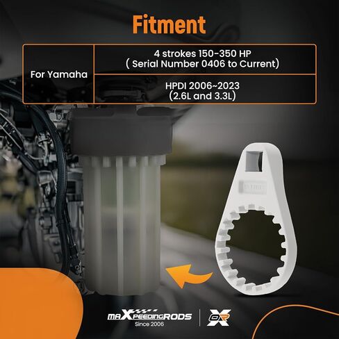 MaxPeedingrods Fuel Fuled Filter Separator Water Water for Yamaha 2006-2023 4-Strokes 150-350 HP (الرقم التسلسلي 0406 إلى الحالي) أكواب المرشح ، استبدل YB-ACC04 18-79815 in Saudi Arabia