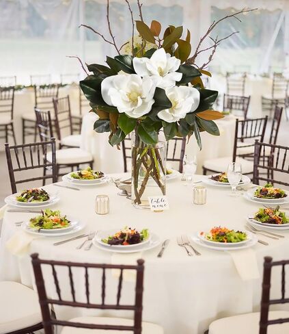 White Silk Magnolia Flowers with Olive Branches for Vases Real Touch White Flower Combo Artificial Olive Branches 30" Long Stem Artificial Flowers for Tall Vase Home Decor Indoor (White) in Kuwait