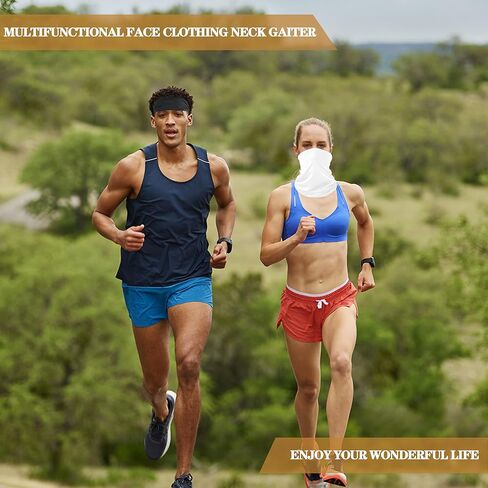 6 Pack Neck Gaiter Bandana Face Mask Summer UV Protection Cooling Neck Gaiter Face Clothing Sun Cooling Mask Scarf Sunscreen Cover Head for Men and Women, Outdoor, Hiking, Fishing -Black+White in Kuwait