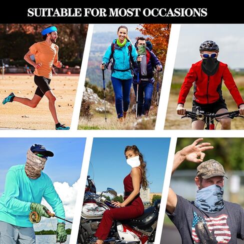 6 Pack Neck Gaiter Bandana Face Mask Summer UV Protection Cooling Neck Gaiter Face Clothing Sun Cooling Mask Scarf Sunscreen Cover Head for Men and Women, Outdoor, Hiking, Fishing -Black+White in Kuwait