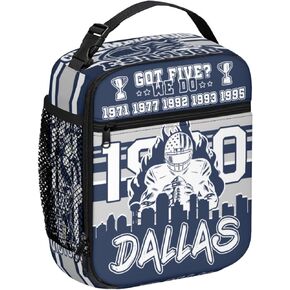 صندوق غداء معزول باللونين الأزرق والأبيض للأطفال الأولاد والبنات، حقيبة غداء لهدايا كرة القدم، حقائب حمل معزولة قابلة لإعادة الاستخدام، صندوق غداء باللونين الأزرق والأبيض للرجال والنساء in Kuwait