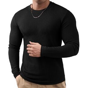 JMIERR Mens Long Sleeve Muscle T Shirts Casual Crewneck Knitted Longline Textured Tee Shirts for Gym Workout in Saudi Arabia