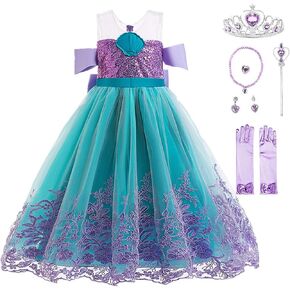 Girls Mermaid Princess Costume Halloween Cosplay Dress Up Birthday Party Outfit Ball Gown Prom in Saudi Arabia