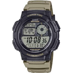 Casio AE-1000W Series | Black/Tan | 10-Year Battery | World Time | Daily Alarm | Digital Illuminator Watch in Saudi Arabia