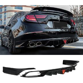Rear Lip Compatibility with 2018-2022 Accord 10th Rear Bumper Chin Lip with W/LED Brake Light + Corner Apron Spats Rear Diffuser Gloss Black in Kuwait