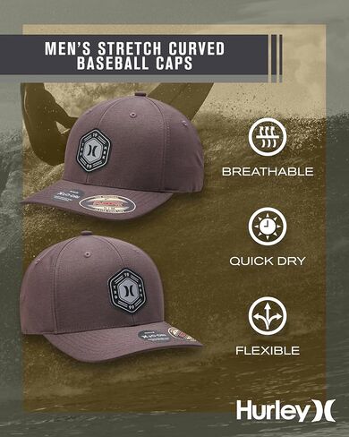 Hurley Men's Baseball Cap - Moisture-Wicking Quick-Dry Curved Bill Fitted Baseball Hats for Men (Sizes: S-XL) in Saudi Arabia