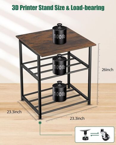 3D Printer Stand with Filaments Storage - 3D Printer Table Filament Storage Rack Heavy Duty 3D Printer Cart Desk with Wheels for Workshop Studio Office (Black) in Saudi Arabia