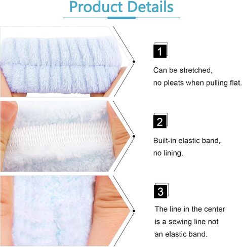 VELSCRUN Spa Headbands for Wash Face, Makeup Headband, Facial Skincare Headbands, 5 Pcs Blue Puffy Sponge Spa Headband Bow Tie Hair Band Hair Clips Wristband Set Women Girls Accessories in Kuwait