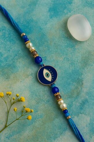 Evil Eye Rakhi for Brother | Handcrafted Traditional Indian Bracelet | Raksha Bandhan Gift for Men in Saudi Arabia