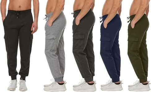 3-Pack Men's Slim Fit Fleece Jogger Sweatpants with Velcro Cargo Pockets for Workout(S-2XL) in Saudi Arabia
