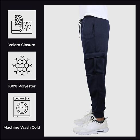 3-Pack Men's Slim Fit Fleece Jogger Sweatpants with Velcro Cargo Pockets for Workout(S-2XL) in Saudi Arabia
