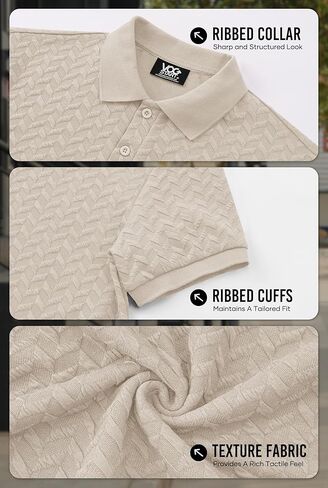 Men Textured Polo Shirts Casual Summer Short Sleeve Poloshirt (S-XXL) in Kuwait