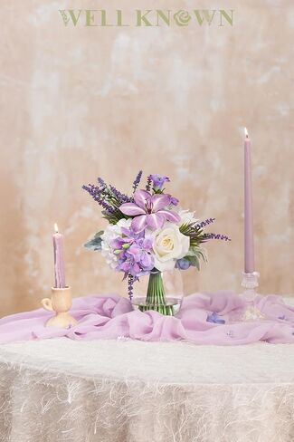 WELL KNOWN Artificial Hydrangea Arrangement with Yellow Roses, Real Touch Fake Flowers in Vase with Fake Water, Faux Hydrangea Yellow Flower Arrangements for Dining Table Centerpiece Home Decor in Saudi Arabia
