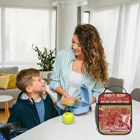 Blue and White Insulated Lunch Box for Kids Boys Girls, Football Gifts Lunch Bag, Reusable Insulated Tote bags, Blue and White Lunchbox for Men Women in Saudi Arabia