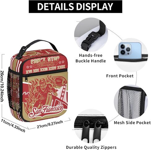 Blue and White Insulated Lunch Box for Kids Boys Girls, Football Gifts Lunch Bag, Reusable Insulated Tote bags, Blue and White Lunchbox for Men Women in Saudi Arabia