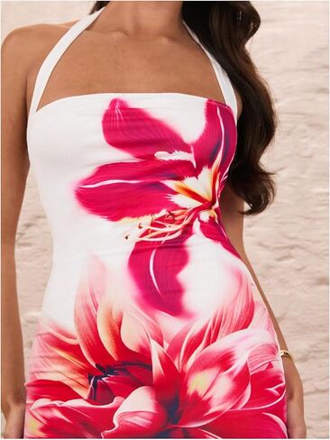 طباعة الأزهار النسائية Oyoangle Y2K Mini Dress Halter Neckless Olcyless in Kuwait