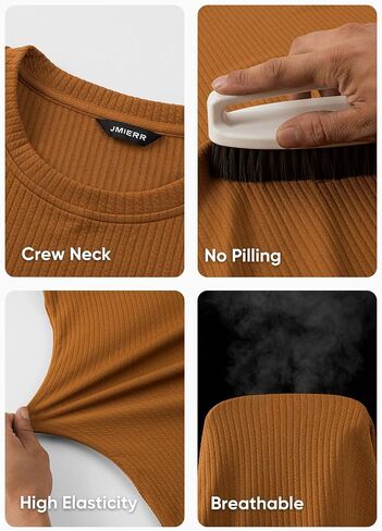 JMIERR Mens Long Sleeve Muscle T Shirts Casual Crewneck Knitted Longline Textured Tee Shirts for Gym Workout in Saudi Arabia
