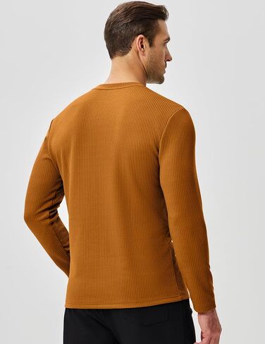 JMIERR Mens Long Sleeve Muscle T Shirts Casual Crewneck Knitted Longline Textured Tee Shirts for Gym Workout in Saudi Arabia