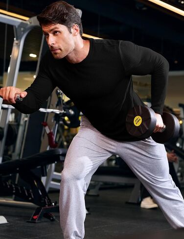 JMIERR Mens Long Sleeve Muscle T Shirts Casual Crewneck Knitted Longline Textured Tee Shirts for Gym Workout in Saudi Arabia