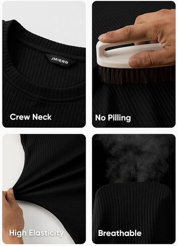 JMIERR Mens Long Sleeve Muscle T Shirts Casual Crewneck Knitted Longline Textured Tee Shirts for Gym Workout in Saudi Arabia