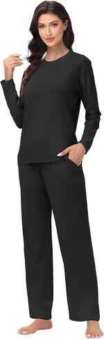 1/2/3 Pack Women's Pajama Set Long Sleeve Top and Pants Comfy Lounge Sleepwear Set Soft Loungewear Pjs with Pockets in Kuwait
