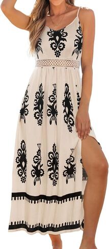 CUPSHE Women's Summer Maxi Dress V Neck Paisley Slit Cami Long Dress Beach Sundress in Saudi Arabia