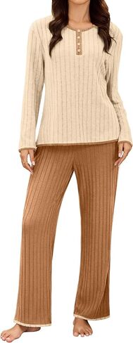 مجموعات صالة Womens Womens Blooming 2 قطعة بيجاما مجموعات بلوك ألوان مجموعة Sleepwear PJ Set 2025 Fall Outfits in Saudi Arabia