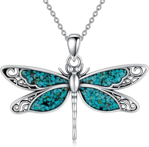 Nature Fricquoise Dragonfly Netclaces 925 Sterling Silver Boho Native Vintage Necklace for Women Western Jewelry for Birthday in Saudi Arabia