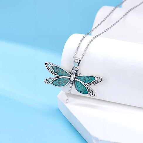 Nature Fricquoise Dragonfly Netclaces 925 Sterling Silver Boho Native Vintage Necklace for Women Western Jewelry for Birthday in Saudi Arabia