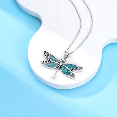 Nature Fricquoise Dragonfly Netclaces 925 Sterling Silver Boho Native Vintage Necklace for Women Western Jewelry for Birthday in Saudi Arabia