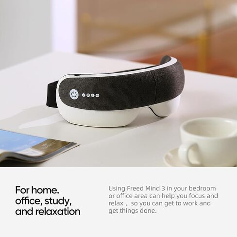 Freed Mind 3 Eye Massager & Bluetooth Heat Sleep Mask ، مجموعات هدايا الأب | مع حقيبة تخزين من جلد الغزال | الصداع النصفي الإغاثة ، والاسترخاء ، وتخفيف الإجهاد في وقت النوم | ضوضاء بيضاء ، وسادة الهواء ثلاثية الأبعاد العجن | مدلك رأس ذكي in Kuwait