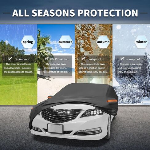 X AUTOHAUX Car Cover Outdoor Waterproof Sun Rain Snow Hail Protection with Left Side Door Zipper 210D-PU for Acura TLX in Saudi Arabia