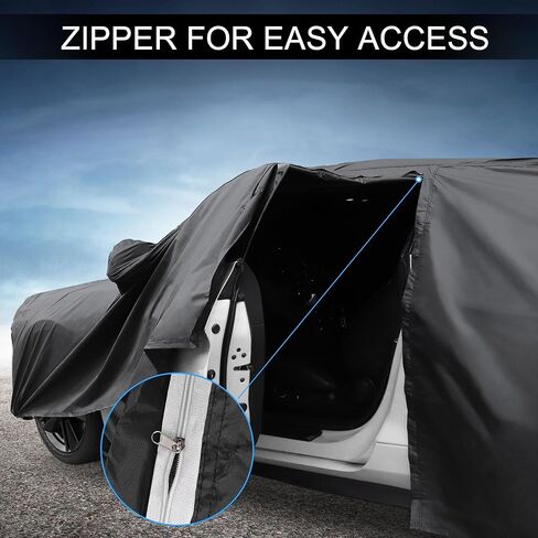 X AUTOHAUX Car Cover Outdoor Waterproof Sun Rain Snow Hail Protection with Left Side Door Zipper 210D-PU for Acura TLX in Saudi Arabia