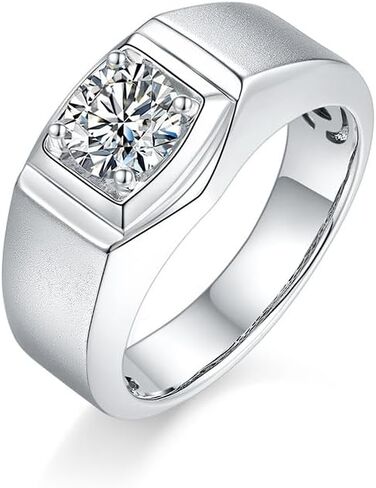 14K Gold Simple Men's 1 Carat D-color VVS2 Diamond Wedding Rings, Round Cut Diamond Ring,Matte Finish Modern Accessory in Saudi Arabia