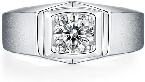 14K Gold Simple Men's 1 Carat D-color VVS2 Diamond Wedding Rings, Round Cut Diamond Ring,Matte Finish Modern Accessory in Saudi Arabia