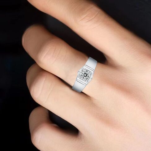 14K Gold Simple Men's 1 Carat D-color VVS2 Diamond Wedding Rings, Round Cut Diamond Ring,Matte Finish Modern Accessory in Saudi Arabia