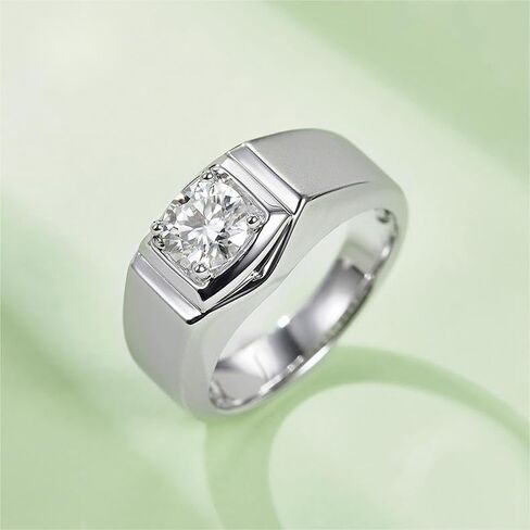 14K Gold Simple Men's 1 Carat D-color VVS2 Diamond Wedding Rings, Round Cut Diamond Ring,Matte Finish Modern Accessory in Saudi Arabia