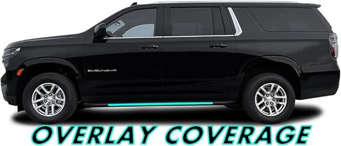 تراكب Chrome Delete Blackout Vinyl لعام 2021-2022 Chevy Suburban Running Board Trim (2. Running Board Trim ، Gloss Black) in Saudi Arabia