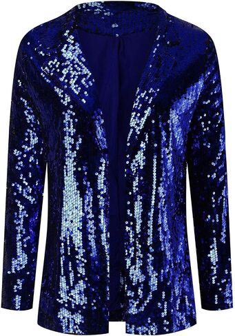 Women's Sequin Blazer Sparkly Party ChristmasLong Sleeve Lapel Open Front Glitter Sequin Jacket in Saudi Arabia