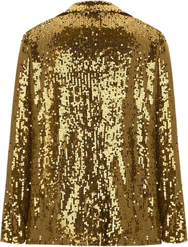Women's Sequin Blazer Sparkly Party ChristmasLong Sleeve Lapel Open Front Glitter Sequin Jacket in Saudi Arabia