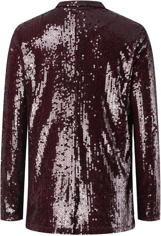 Women's Sequin Blazer Sparkly Party ChristmasLong Sleeve Lapel Open Front Glitter Sequin Jacket in Saudi Arabia